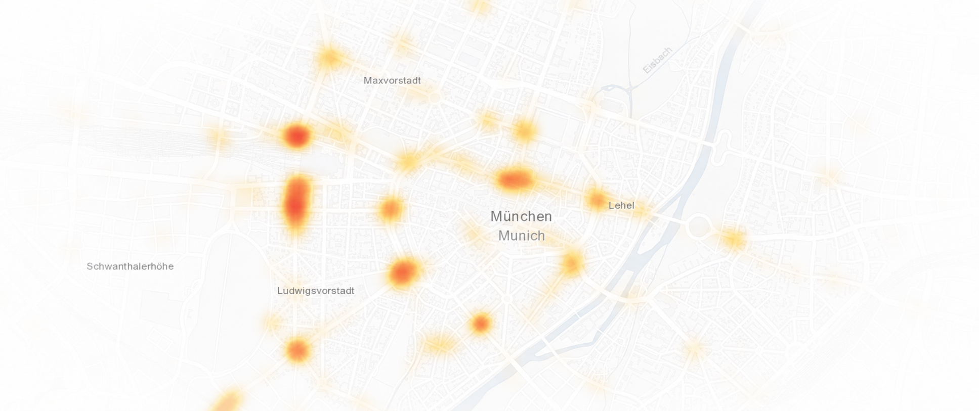 Hazard heat map of Munich showing risk hot spots