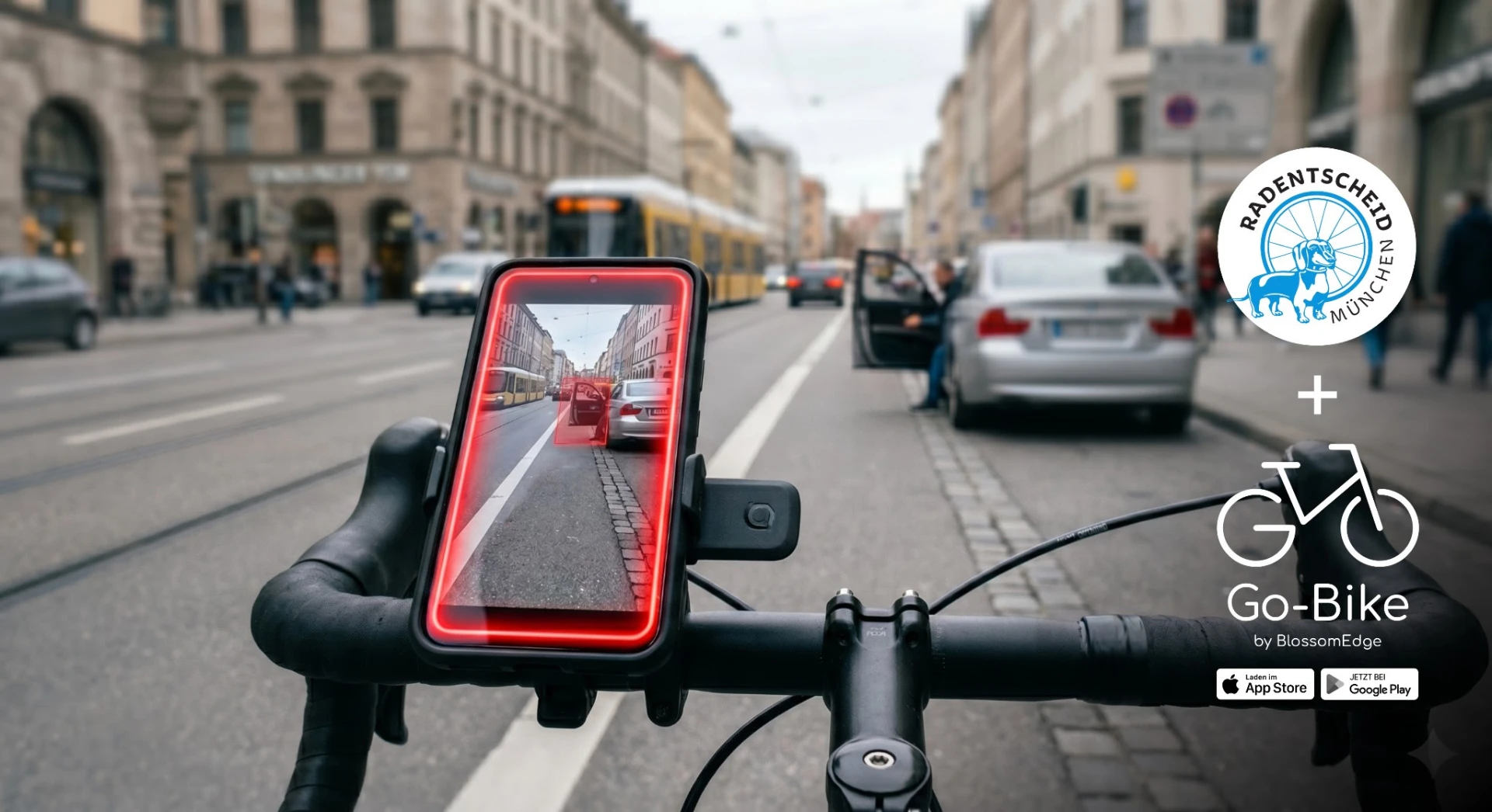Munich cycle lane with mixed traffic