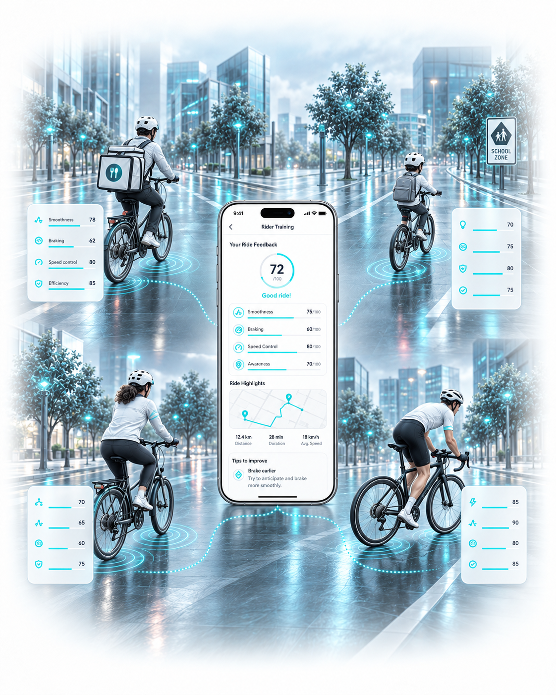 Rider training feedback across rider types